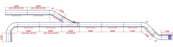 Painted Steel Lineshaft Powered Roller Conveyor – Geared Motor Drive Unit Technical Drawing