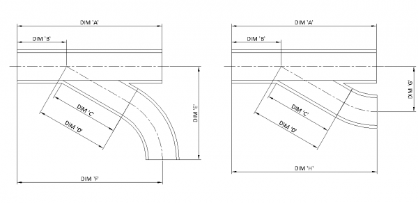 Painted Steel Powered Roller Lineshaft Conveyor – 30° Merge Unit Technical Drawing