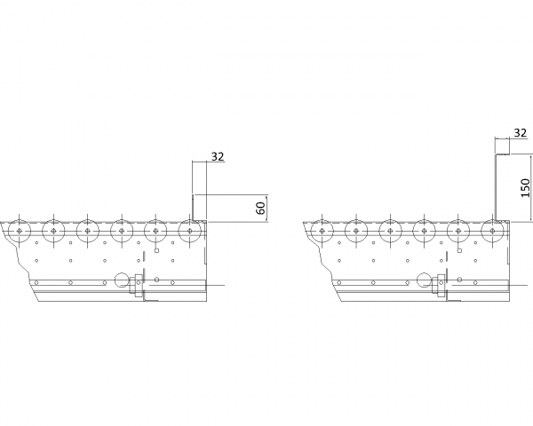 Painted Steel Fixed End Stop Technical Drawing