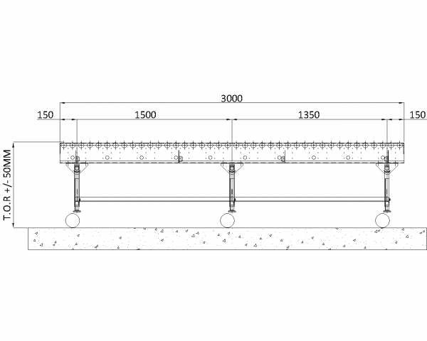 Painted Steel Powered Roller Lineshaft Conveyor – Mobile Unit Technical Drawing