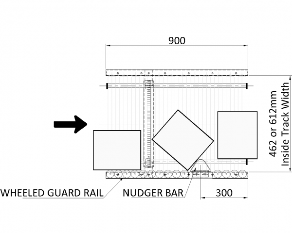 Painted Steel Powered Roller Lineshaft Conveyor – Pack Turn Unit Technical Drawing