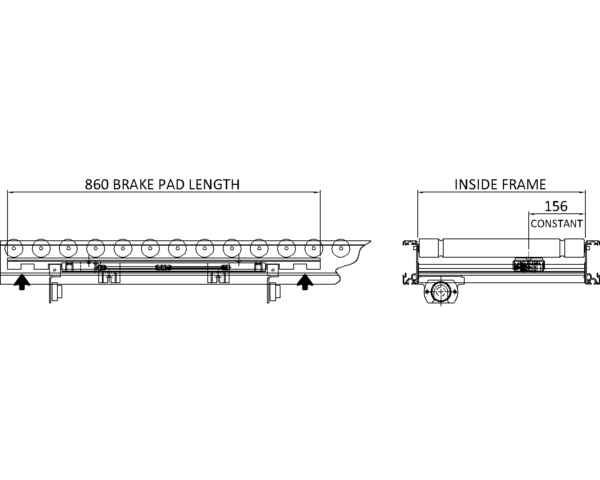 Aluminium Lineshaft Powered Roller Conveyor – Line Brake Technical Drawing