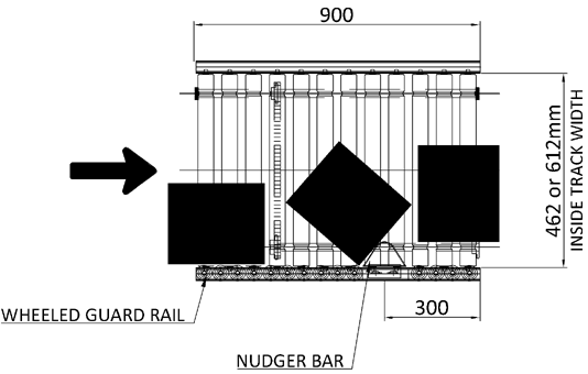 Aluminium Lineshaft Powered Roller Conveyor – Pack Turn Unit Technical Drawing