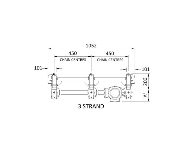 Painted Steel Pallet Handling Conveyor – Chain Straights Technical Drawing