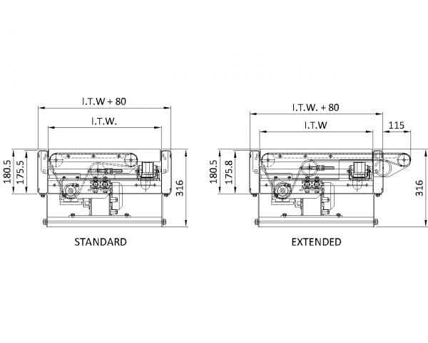 Painted Steel Belt Under Roller – Belt Transfer Technical Drawing