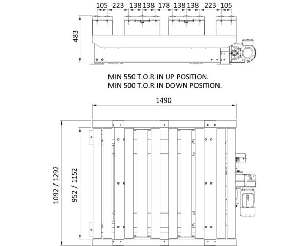 Painted Steel Pallet Handling Conveyor – Roller Transfers Technical Drawing