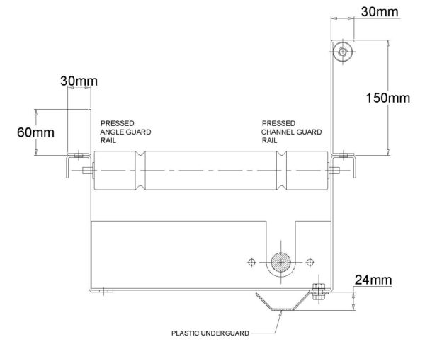 Painted Steel Guard Rail and Underguarding Technical Drawing