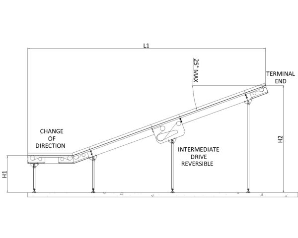 Painted Steel Belt Conveyor – D Type Technical Drawing