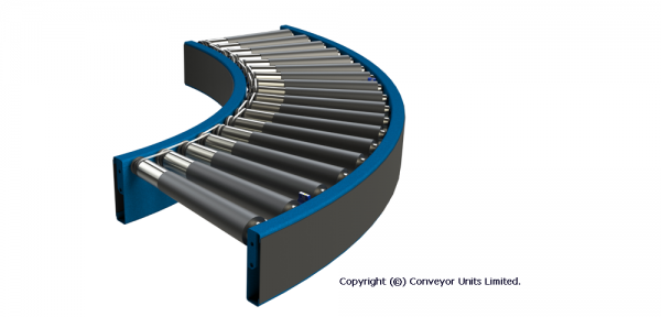 Painted Steel 24V DC Powered Conveyor – Curves Technical Drawing