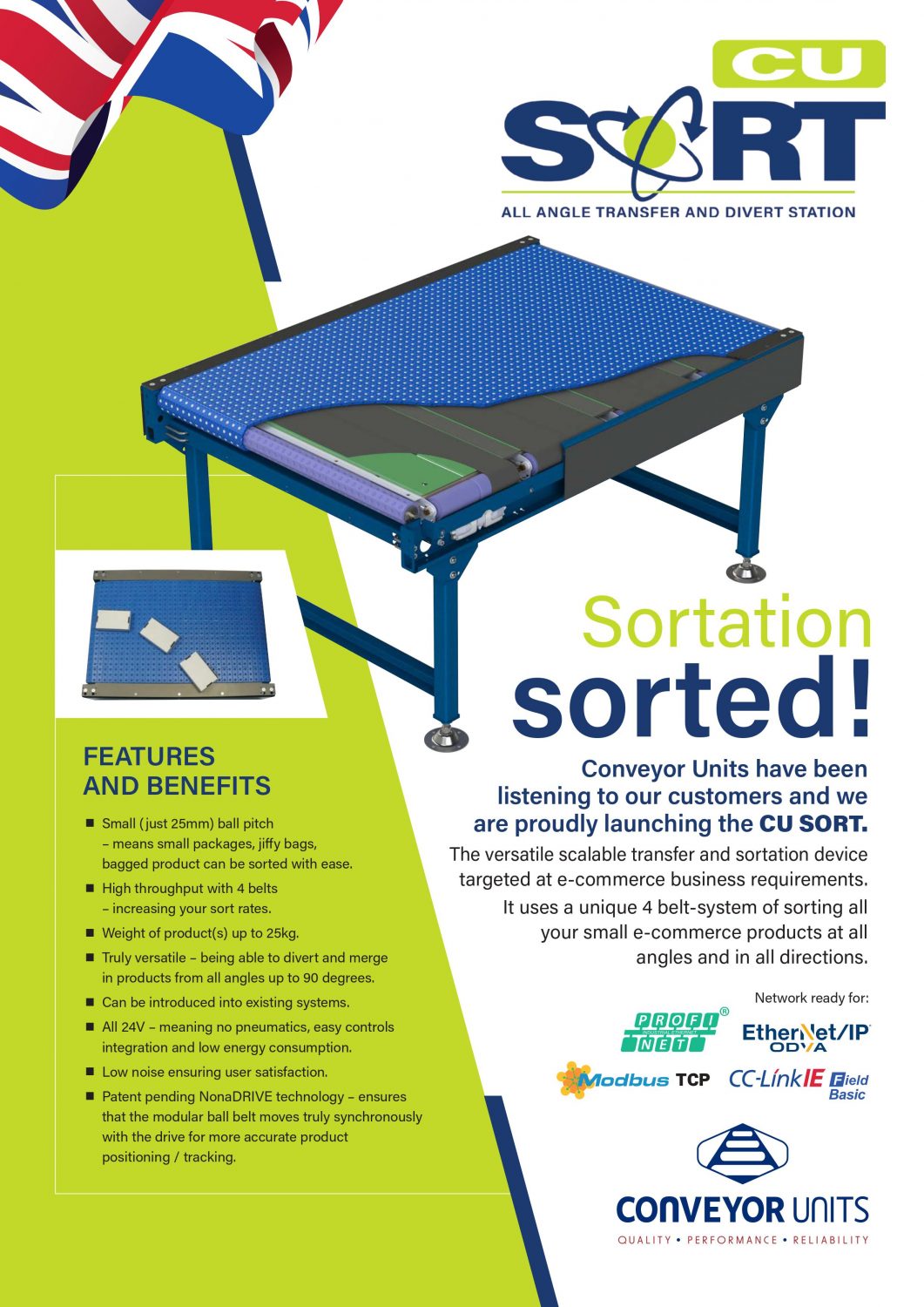Sort Flyer CU SORT - Debuting at IMHX 2022 - Conveyor Units Ltd