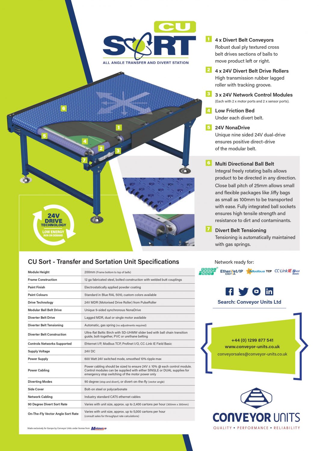Sort Flyer CU SORT - Debuting at IMHX 2022 - Conveyor Units Ltd